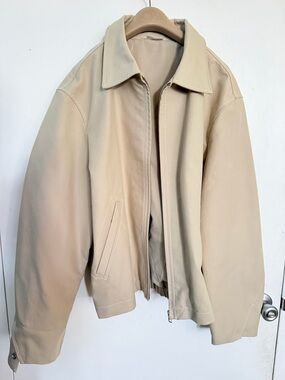 Zara Beige Zip-Up Bomber Jacket